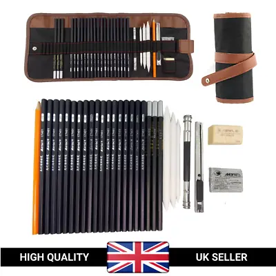 30Pcs Professional Sketching Set Drawing Art Pencils Kit Graphite Charcoal UK • £9.59