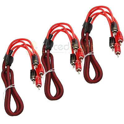 3 Pack 3 Ft RCA Cable OFC Interconnect DS18 R3 Competition Rated Performance Red • $16.95