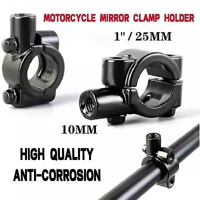 10mm Thread Motorcycle Rearview Handlebar Mirror Mount Holders Adapter Clamp 2pc • $5.98