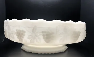 Milk Glass Fruit Bowl Grapes Pedestal Pattern Color White Great Condition • $24.55