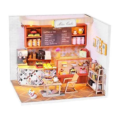 DIY 3D Dollhouse Handmade Wooden Cafe House Mini Dolls House Girls Kids Gift • £18.07