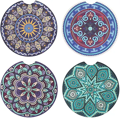 Vaincre 4 Pack 2.56 Inch Car Coasters For Drinks Absorbent Mandala Ceramic Car  • $8.47