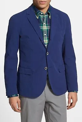 $188 • Buy Gant Men's Seersucker Sport Coat Trim Fit Faded Look Blue Jacket Sz. 50 EU=40 US