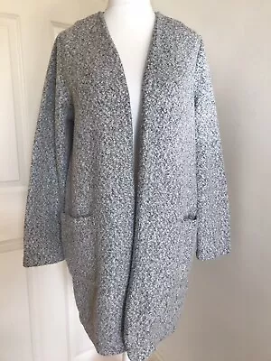 Marle Grey Textured Long Line Cardigan Size 14 • £3