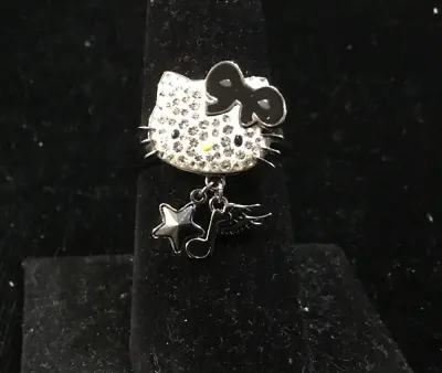 Hello Kitty Ring With White & Black Rhinestones Dangle Star Music Note Wings 8 • $29.99