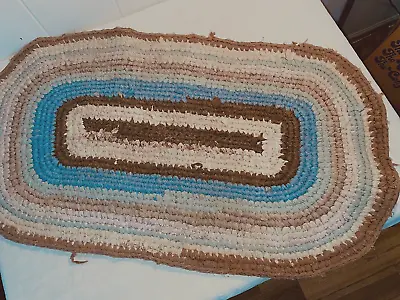 Antique Primitive Farmhouse Country Oval Rag Rug Handmade 36 X21  • $25