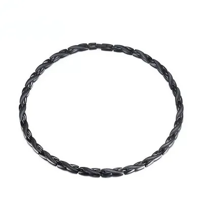 Men Punk Black Titanium Steel 4 Elements Magnetic Chain Necklace Father Gift  • $34.99