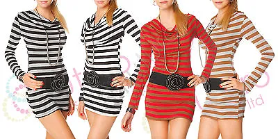 Womens Lovely Mini Dress Cowl Neck Sailor Style Ladies Tunic Xenia One Size 4037 • £12.99