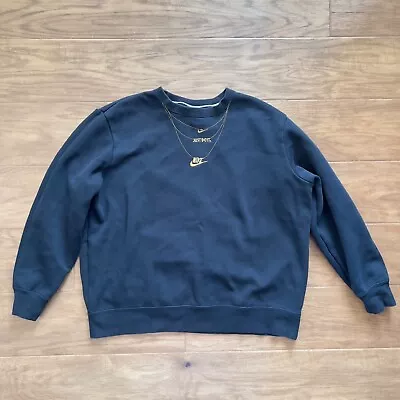 Nike Glam Dunk Gold Chain Necklace Crew Neck Loose Fit Sweatshirt Black Medium • $40
