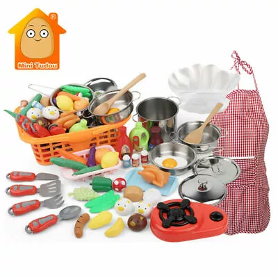 Kitchen Kids Set Toy 42pcs Cooking Cooktop Pot Pan Pretend Play Chef Kitchen Toy • $25.87