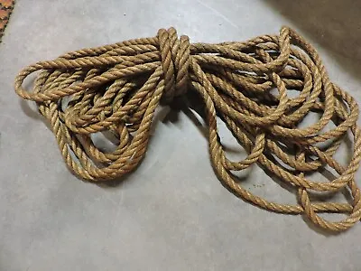 Vintage Manila Rope 1/2- 9/16  X 50' Nice Patina Look • $24.95