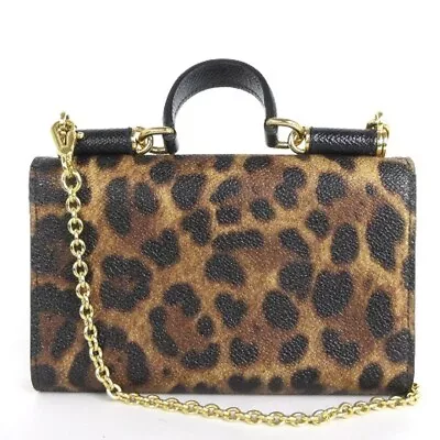Dolce ＆ Gabbana Sicily 2WAY Chain Bag Shoulder Bag Leopard Brown Gold Women Used • $267.30
