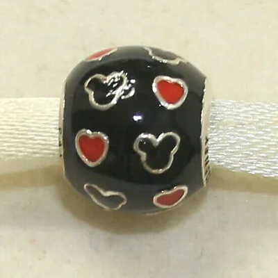 New Authentic Pandora Charm Disney Mickey Mouse & Heart 791477ENMX W Suede Pouch • $40