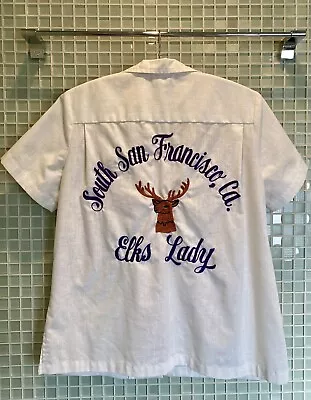 VTG Embroidered Elks Lady So San Francisco  Bowling Shirt S/M EXLNT Condition • $125