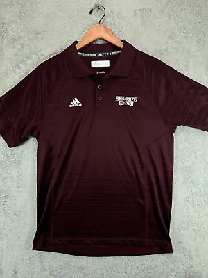 Mississippi State Mens Small Polo Shirts Adidas Climalite Red Maroon Embroidered • $16.89