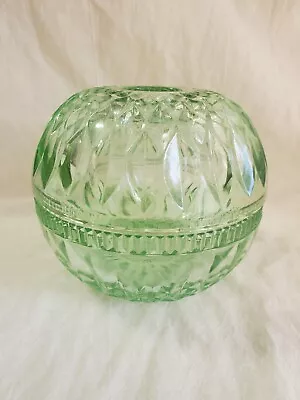 Vintage Indiana Glass Green Mt. Vernon Candle / Tea Light Fairy Lamp Glows • $35