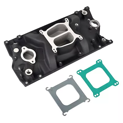 Black Aluminum Dual Plane Intake Manifold For SBC Chevy Vortec 350 Heads 1996-up • $131.99