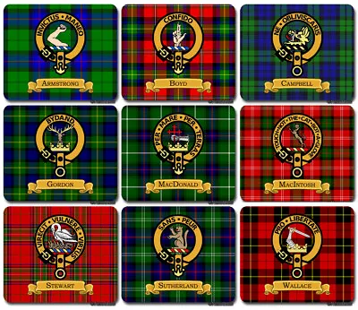 Scottish Clan Crest &Tartan ~ Mouse Pad / PC Mousepad ~ Family Name Novelty Gift • $9.95