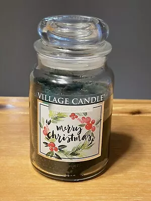 Village Candle LE Merry Christmas 2 Wick Large Jar Candle RARE HTF Scent • $29.95