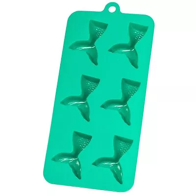 HIC Green Flexible Silicone Mermaid Tail Ice Cube Tray -  Freeze Chocolate Mold • $9.99