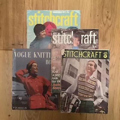 4 X Vintage Magazines Stitchcraft Vogue Knitting Crochet Patterns • $10.58