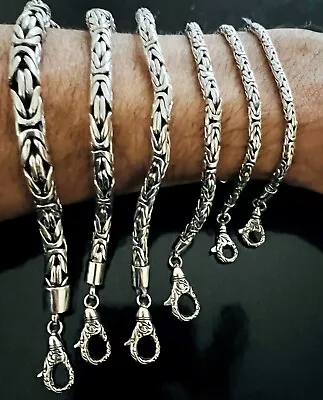 Sterling Silver Byzantine Chain Men's Bracelet - Oxidized Bali Chain Bracelet • $54
