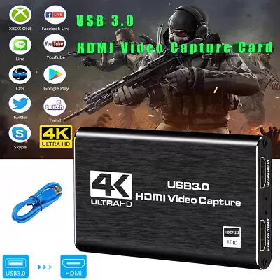4K Audio Video Capture Card Full HD Recording USB 3.0 HDMI Video Capture Device • $20.97