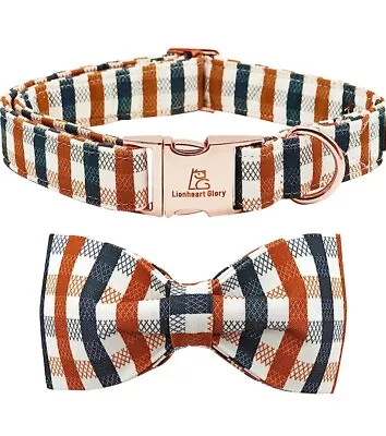 Lionheart Glory Plaid Dog Collars Bowtie Dog Collar Heavy Duty Adjustable L • $12.90