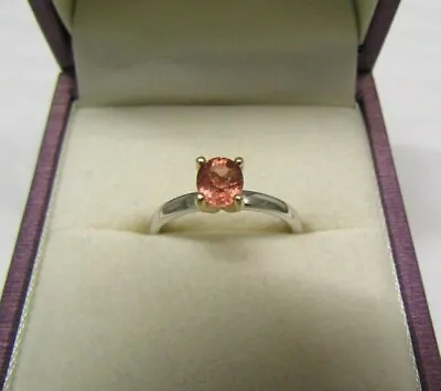 £89 • Buy Certified Burmese Peach Spinel Sterling Silver Ring With 18K Gold Prongs 