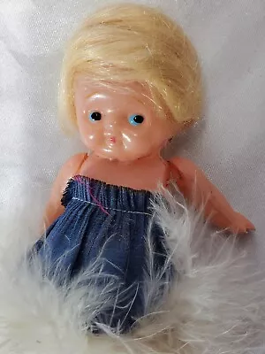 Vintage 5   Doll Plastic Celluloid Hong Kong Wig And Feather Dress Sticker • $10