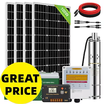 3'' DC 24V Solar Well Water Pump Submersible Kit W/ MPPT Controller 100ft 5.6gpm • $399.99