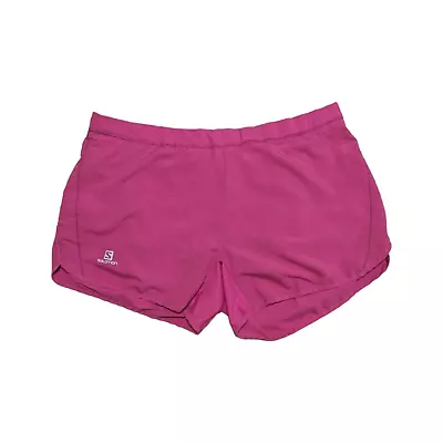 Salomon Alfa Trail Running Shorts Hot PInk Athletic Womens Large Sportswear • £28.95