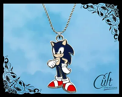 Sonic The Hedgehog Sterling Silver / Faux Leather Necklace With Sonic Charm • $18.61