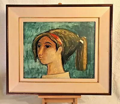 Jesús Carlos De Vilallonga (1927-2018) Framed Egg Tempera On Board “Lydia” 1964 • $1250