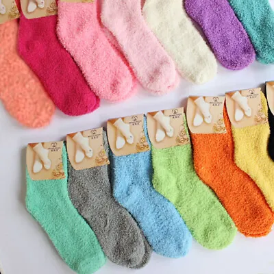 £3.25 • Buy Ladies Winter Warm Fluffy Socks Soft Cosy Lounge Bed Socks 27 Colours 1 Pair