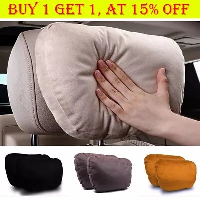 Universal Suede Fabric Car Headrest Neck Support Seat Ultra Soft Pillow AF • £9.99