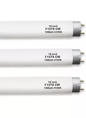 3 Pack 15-Watt 18 In. Linear T8 Fluorescent Tube Light Bulb F15T8 CW G13 4100K • $29.99
