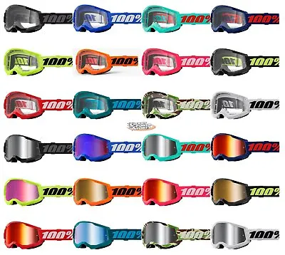 100% STRATA 2 Goggles -ALL COLORS- Offroad MX MTB Moto - CLEAR OR MIRROR LENS • $25