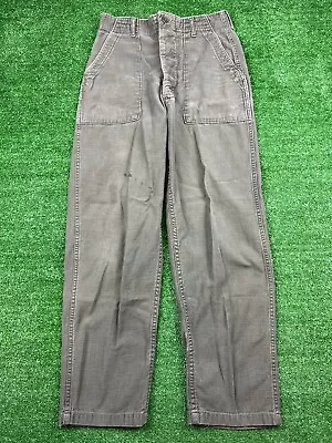 Vintage Army Pants Mens 28x29 Green Pleated Military Fatigue 80s Army • $32