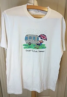 Mens GREAT BRITISH SUMMER CARAVAN T-shirt Size Medium • £10