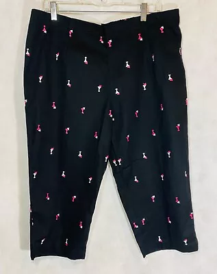 White Stag Black Embroidered Pink White Margaritas Capri Pants Size 16 New • $15