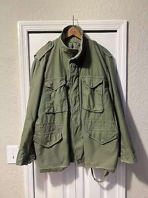 VTG M65 Field Jacket Adult XL Green USGI Cold Weather 60s/70s Zip Pocket Hooded • $99.99