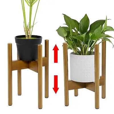 £16.95 • Buy Adjustable Bamboo Wooden Plant Pot Stand Garden Flower Planter Display Brown