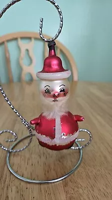 Vintage 60s De Carlini SANTA CLAUS Hand Blown Glass Ornament Italian Made • $30