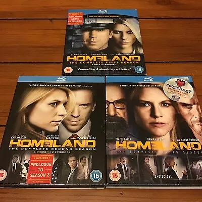 HOMELAND Series 1 2 3. Blu-ray Damian Lewis. Claire Danes • £5