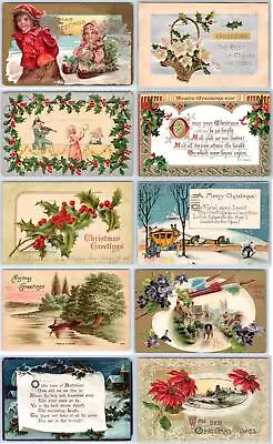 LOT/10 ANTIQUE CHRISTMAS VINTAGE POSTCARDS*EARLY 1900's*CONDITION VARIES #22 • $14.95