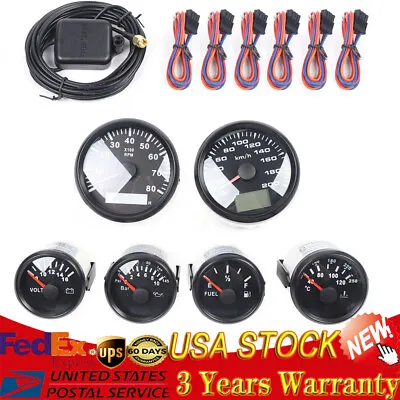 Universal Waterproof 6 Gauge Kit GPS Speedometer 9-32V For Car Truck Marine Boat • $132.05