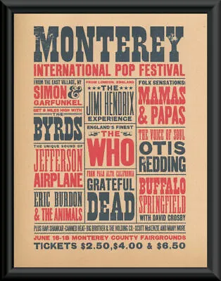 1967 Monterey Pop Festival Concert Poster Reprint On Old Paper Jimi Hendrix *235 • $20