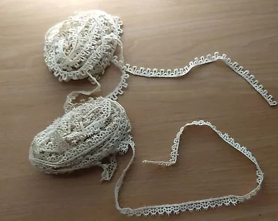 Lot Of 2 Lovely Vintage Ecru Lace Sewing Edging Trim 14 Ft 20 Ft Unused • $20