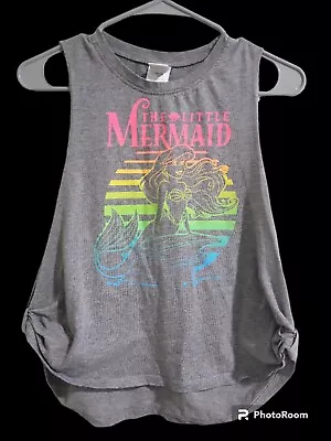 Disney The Little Mermaid NEON Gray Muscle Tank Top Juniors Size Sm • $17.95